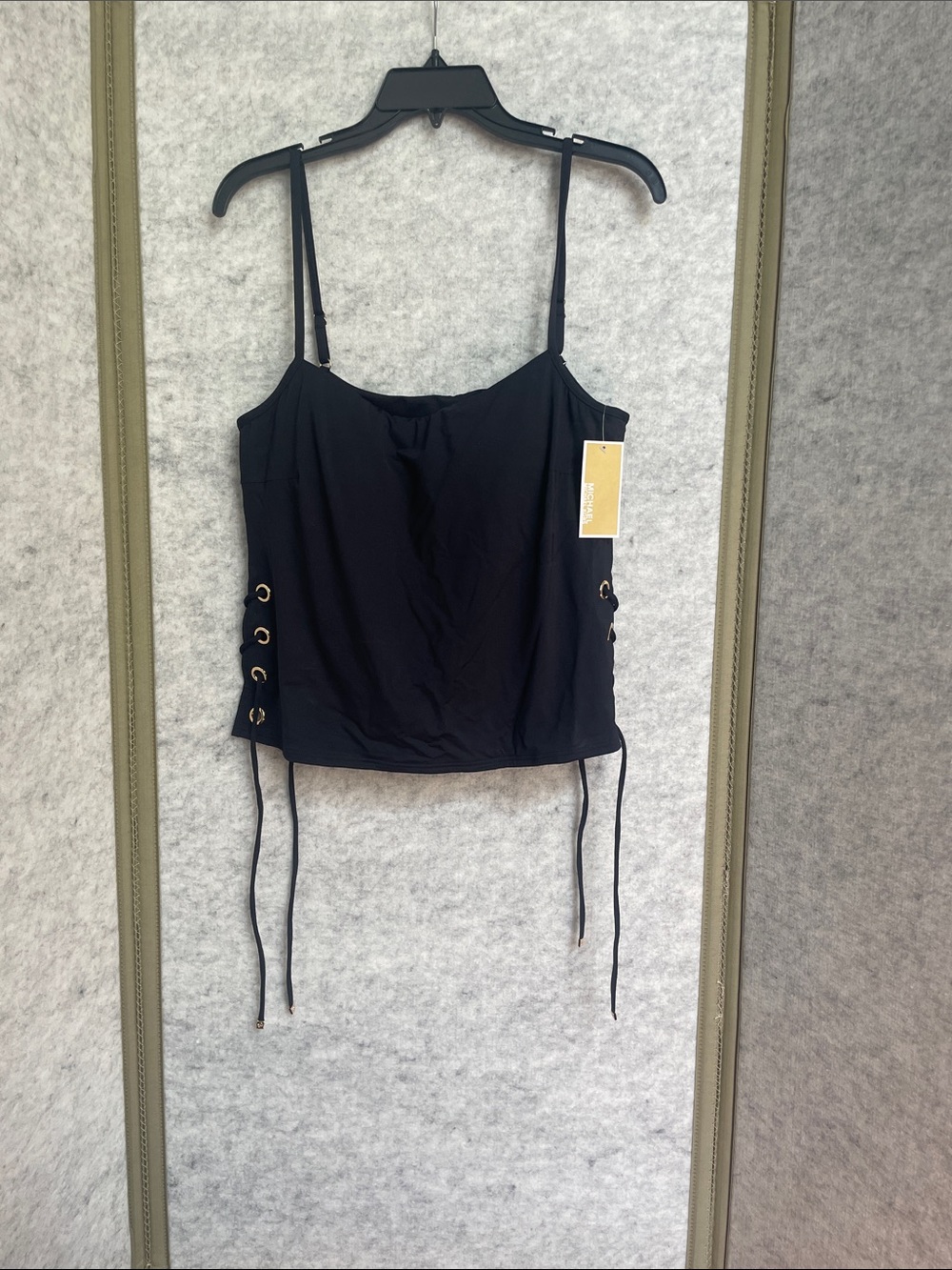 Michael Kors Black Lace-Up Cami Top - Women NWT
